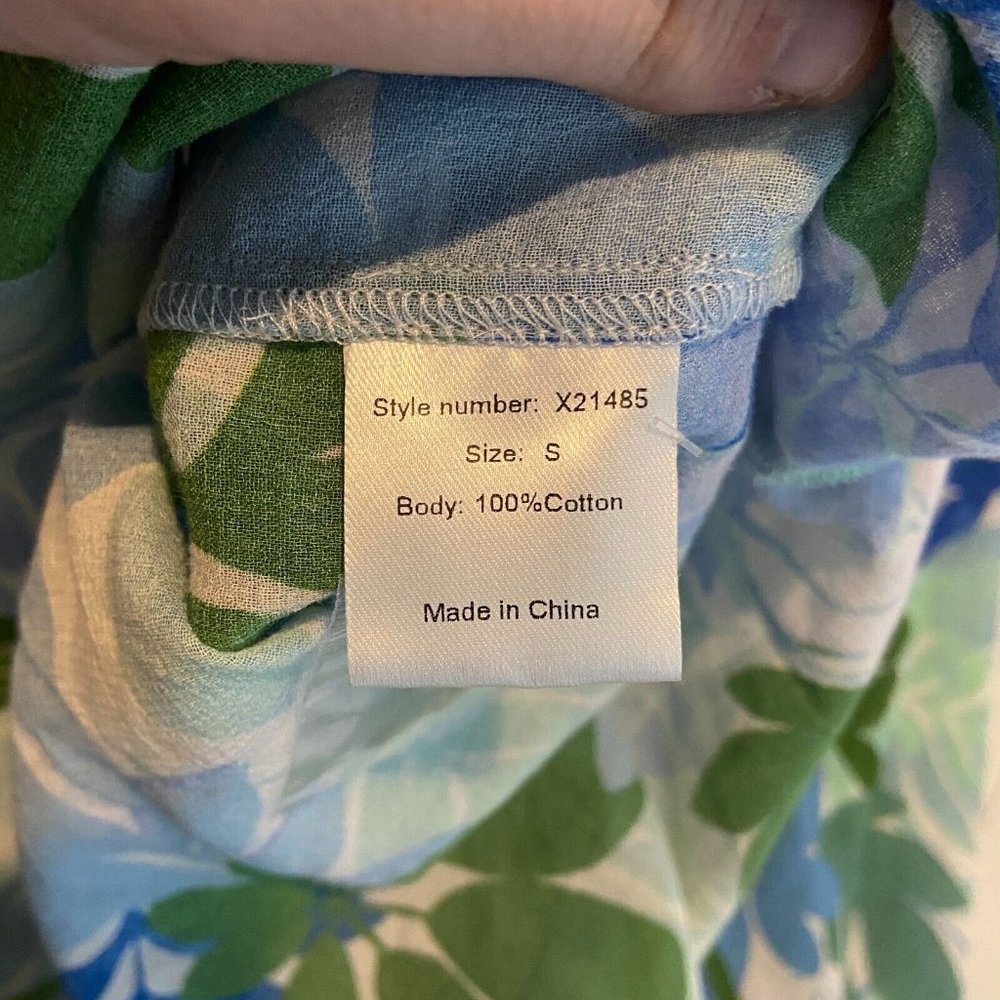 Xirena Neve Shirt Dress Women S Blue Green Sails Floral Button Front 100% Cotton - Picture 5 of 9